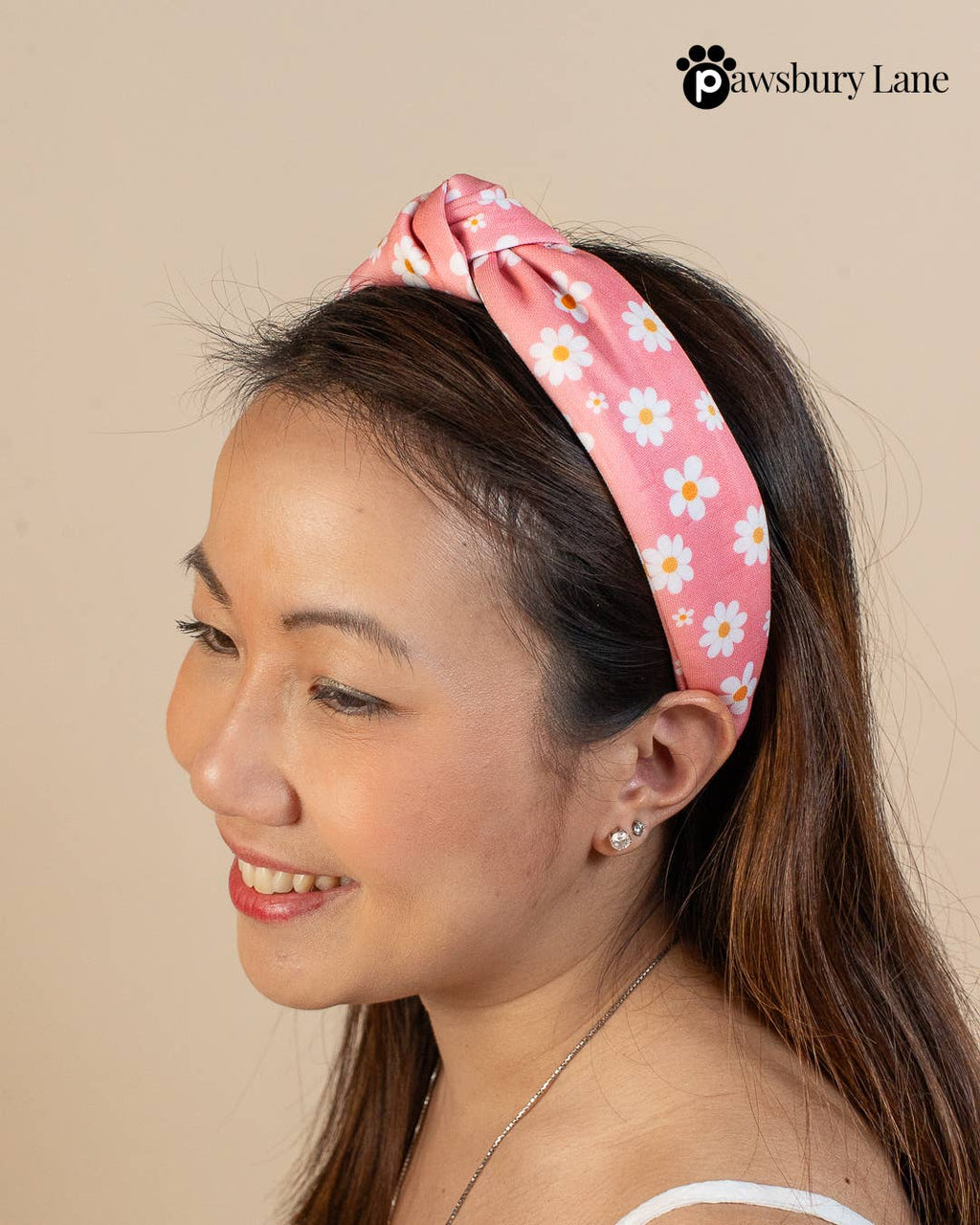 Pink Daisy Knot Headband